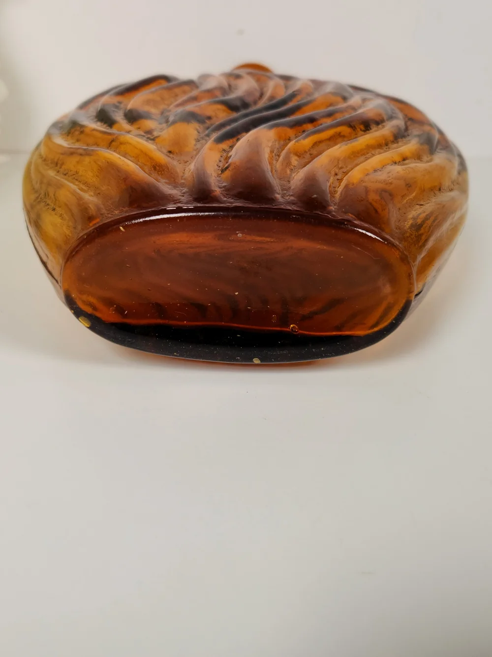 Vintage Amber Glass Textured Swirl Bottle | Mid Century Modern Art Vase | MCM